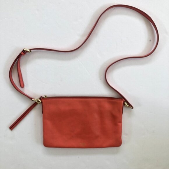 Fossil Melon Color Crossbody Shoulder Trap Leather Bag - Picture 1 of 12
